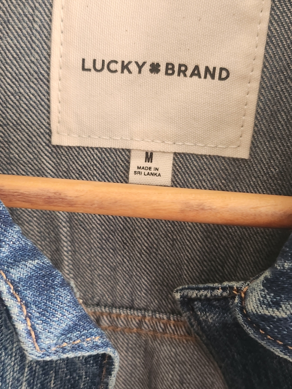 Lucky Brand Distressed Medium Blue Denim Shirt /Jacket - Picture 3 of 4